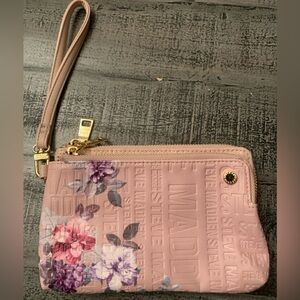 Steve Madden Dual Zipper Pink Floral Wristlet, NWOT, Blush Pink